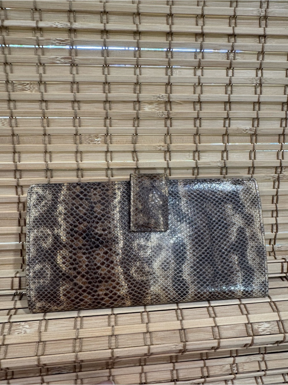 Authentic Gucci Genuine Snakeskin Vintage Neutral Envolope Brown Clutch Wallet - Picture 4 of 16